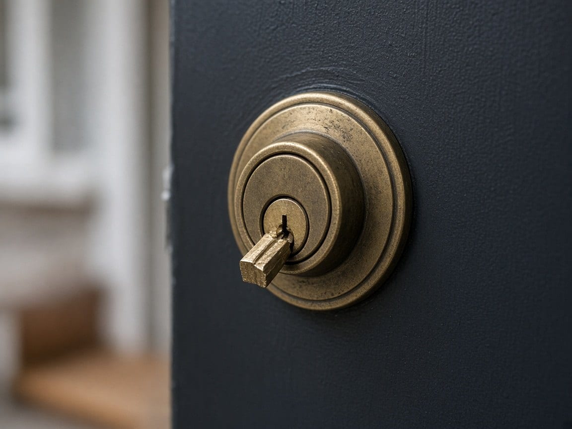 A key snapped off in a brass deadbolt